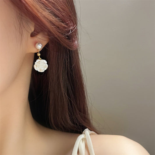 Romantic White Rose Earrings